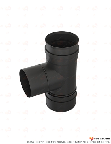 Té 90° départ pellet + tampon + joint DS INOX SP Noir Ø080