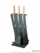 Serviteurs 3 Pcs acier anthracite et poignées bois