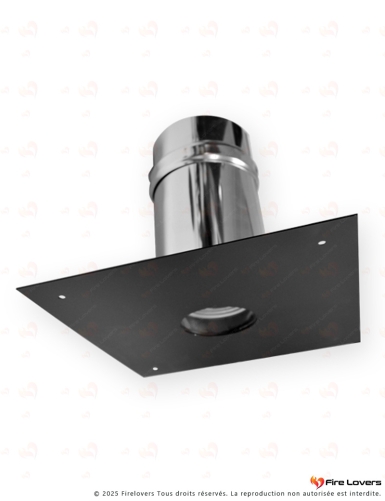 Passage de mur/plafond plaque carré 300x300 mm DS INOX DP Noir Ø 80 mm