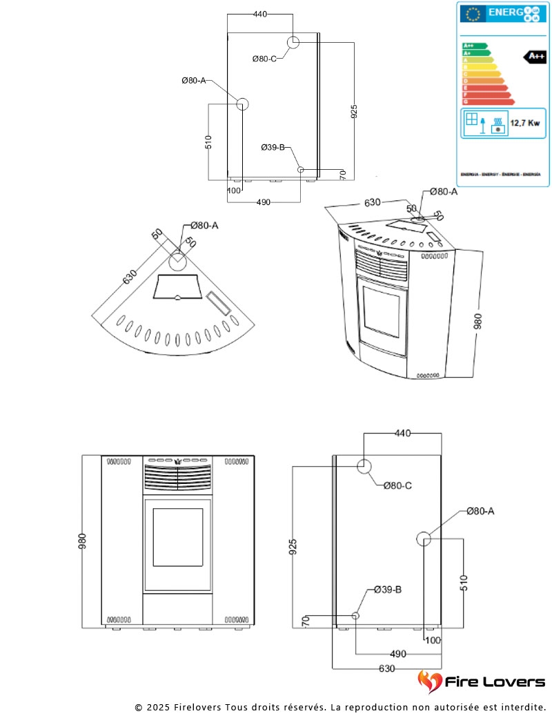 Asia 5S 12kW Poêle à granulés