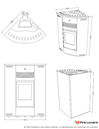 Asia Plus 13kW Poêle à granulés canalisable