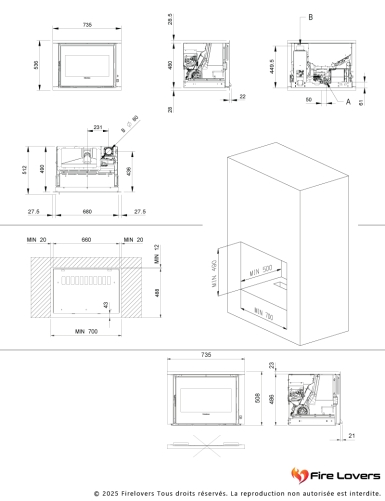 Comfort P70 Air H49 5.0 8kW Insert à granulés