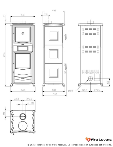 Rossella Plus Forno 5.0 Ceramica 9.4kW Poêle à bois avec four
