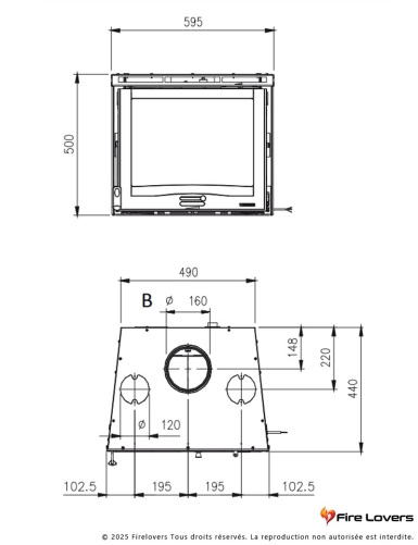Inserto 60.16 ventilé 6.5 kW Insert à bois