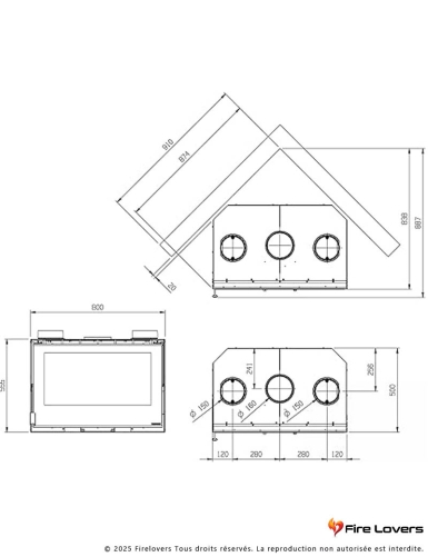 Inserto 80 Crystal Evo.16 ventilé 7,4 kW Insert à bois