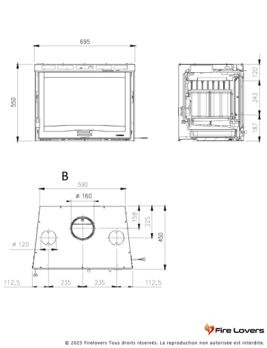 Inserto 70.165 ventilé 7,8 kW insert à bois