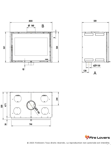 Inserto 80 Wide 5.0 12,4 kW Poêle à bois