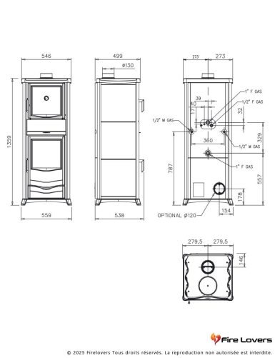 TermoRossella Plus Forno DSA 4.0 11kW Poêle à bois hydraulique