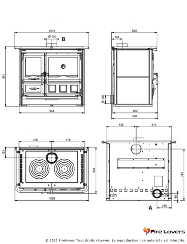 Rosa XXL 5.0 - Maiolica Cuisinière à bois