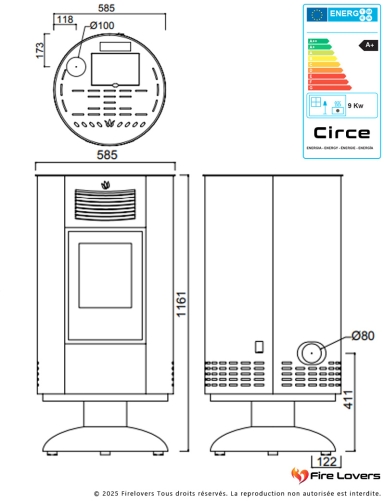 Pack Aurora 9kW + kit de raccordement pour poêle à granulés | Sortie Dessus
