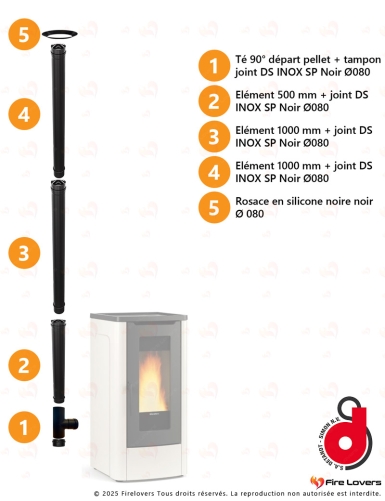 Pack Aurora 9kW + kit de raccordement pour poêle à granulés | Sortie Dessus