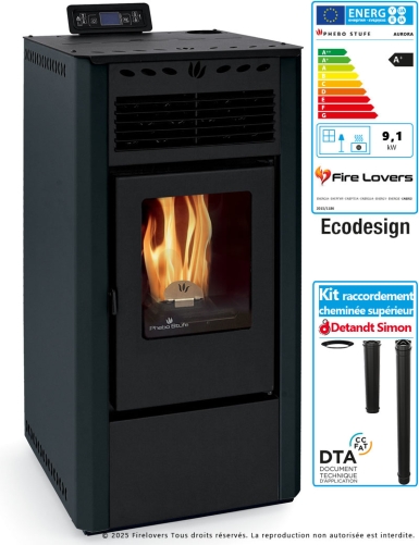Pack Aurora 9kW + kit de raccordement pour poêle à granulés | Sortie Dessus