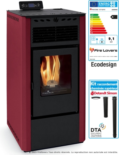 Pack Aurora 9kW + kit de raccordement pour poêle à granulés | Sortie Dessus