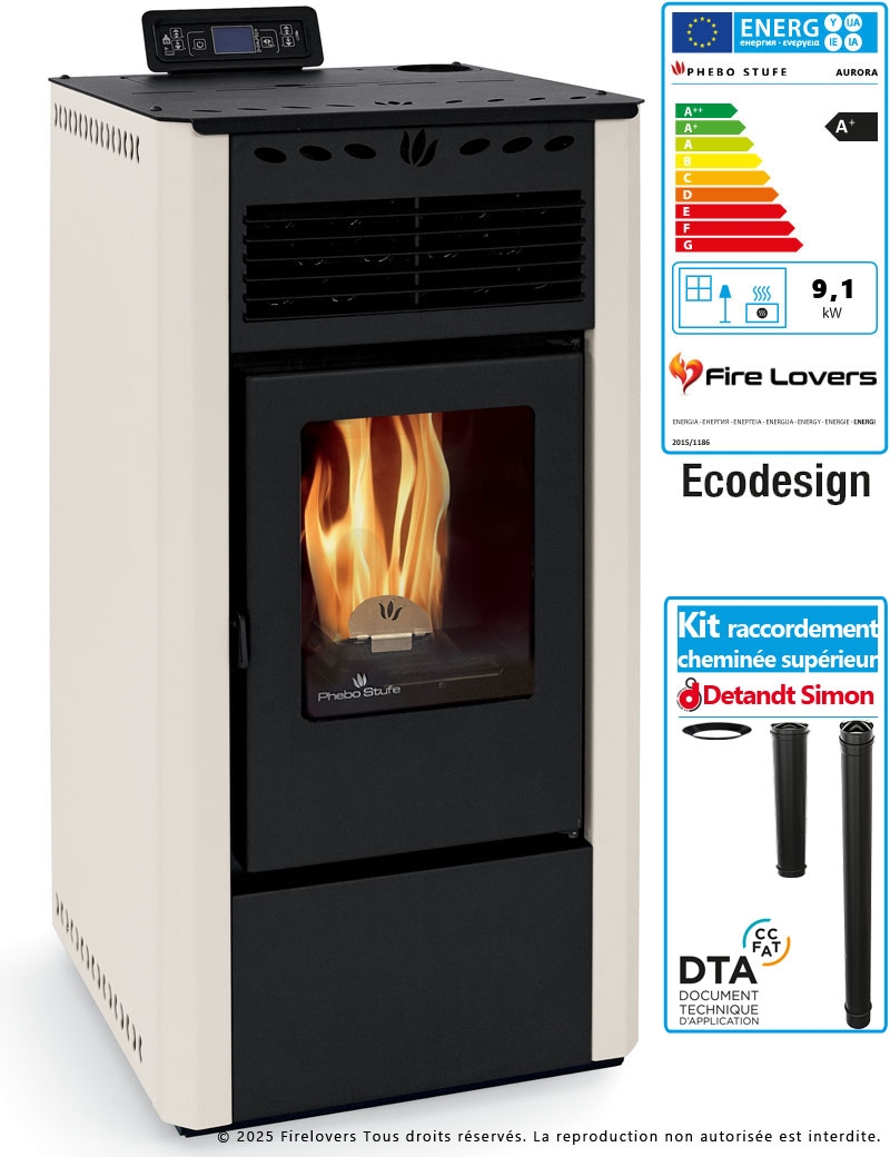 Pack Aurora 9kW + kit de raccordement pour poêle à granulés | Sortie Dessus