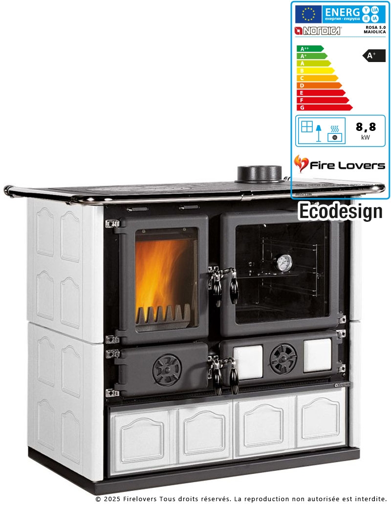 Rosa 5.0 Maiolica 9kW Cuisinière à bois
