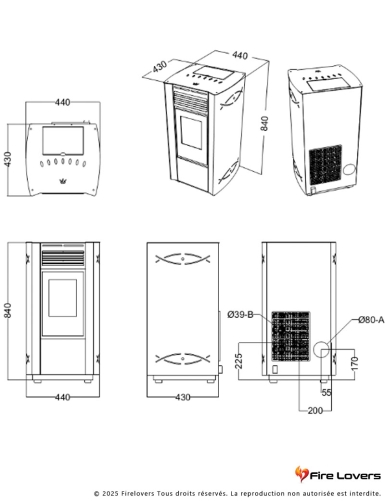 Dafne Eco 6,2kW Poêle à granulés | Sortie Arrière