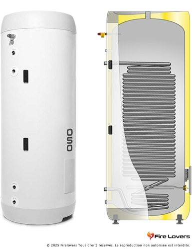 Boiler ECS élec inox OSO DGC pour pompe à chaleur 300 L 2,8kW 230V
