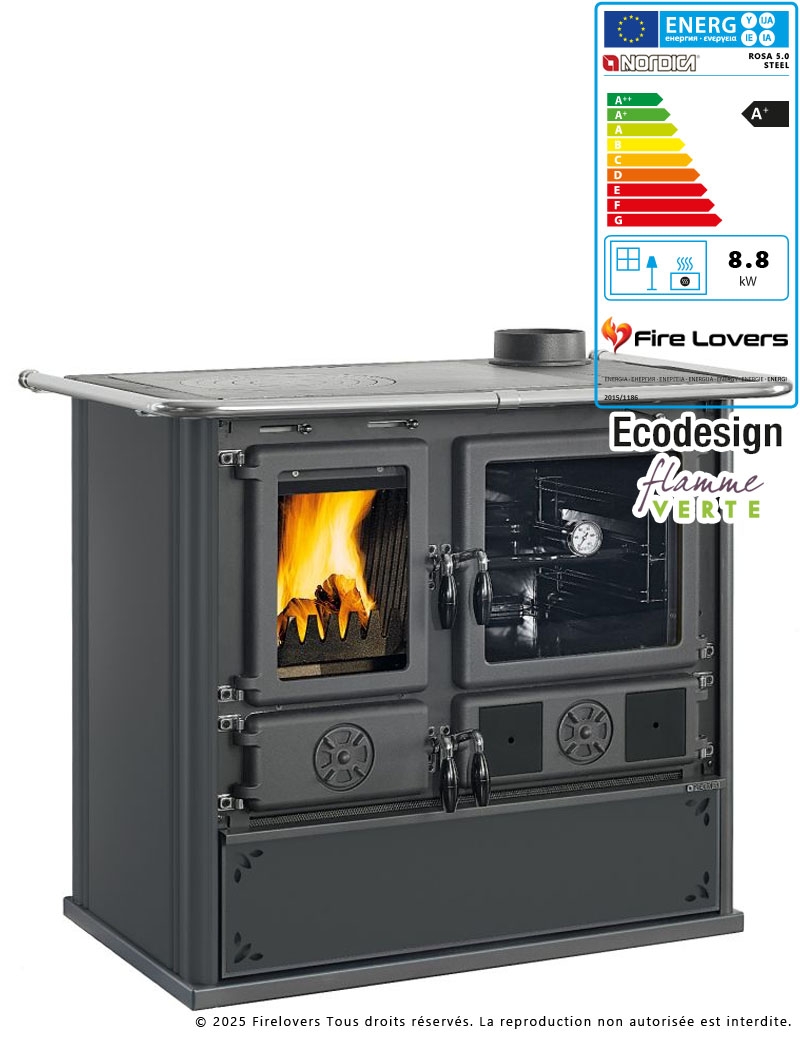 Rosa 5.0 Steel 8,8kW Cuisinière à bois