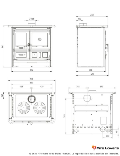 Rosa L 5.0 Steel 9.5kW Cuisinière à bois