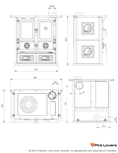 Rosetta 5.0 Ceramica 7.9 kW Cuisinière à bois