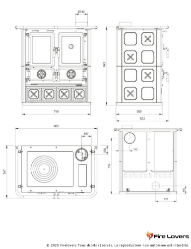 Rosetta 5.0 Maiolica 7.9 kW Cuisinière à bois