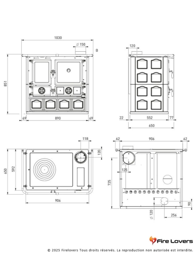 Pack Rosa 5.0 Maiolica + kit de raccordement supérieur Ferrolux Ø150 mm