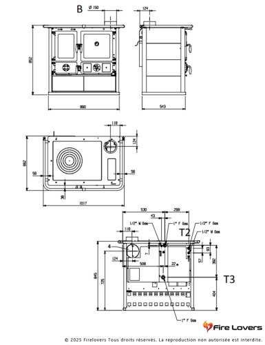 Pack TermoRosa 4.0 12,4 kW + kit de raccordement supérieur Ferrolux Ø150 mm