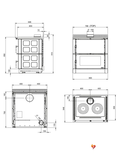Pack Verona XXL Maiolica + kit de raccordement supérieur Ferrolux Ø150 mm