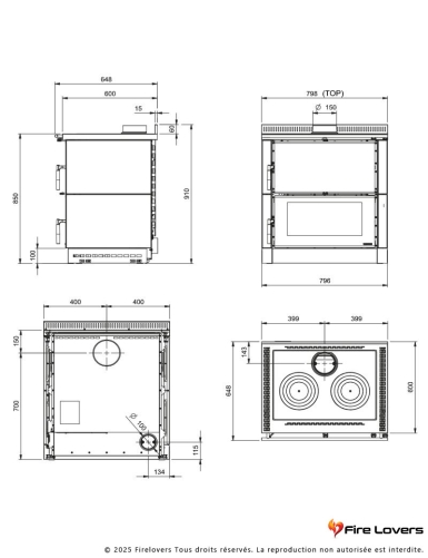 Pack Verona XXL + kit de raccordement supérieur Ferrolux Ø150 mm