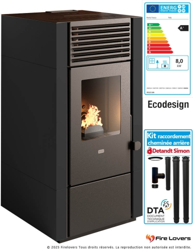 Pack Poêle à granulés Poly 9,5 kW + kit raccordement cheminée