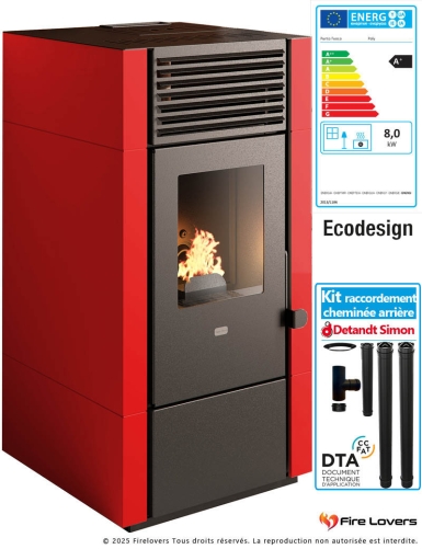 Pack Poêle à granulés Poly 9,5 kW + kit raccordement cheminée