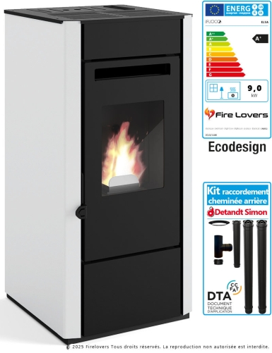 Pack Poêle à granulés Elsa 9,5 kW + kit raccordement cheminée