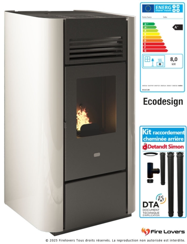 Pack Poêle à granulés Delia 9,5 kW + kit raccordement cheminée