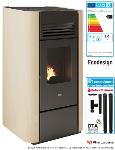 Pack Poêle à granulés Delia 9,5 kW + kit raccordement cheminée