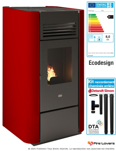 Pack Poêle à granulés Delia 9,5 kW + kit raccordement cheminée