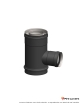 Té 90° fumées piquage femelle Ø80mm avec tampon de visite et collier Ø80/125mm DIFLUX noir