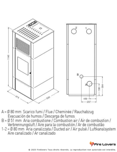 Nia 15,4kW Poêle à granulés canalisable