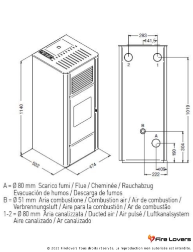 Agata 15,4kW Poêle à granulés canalisable