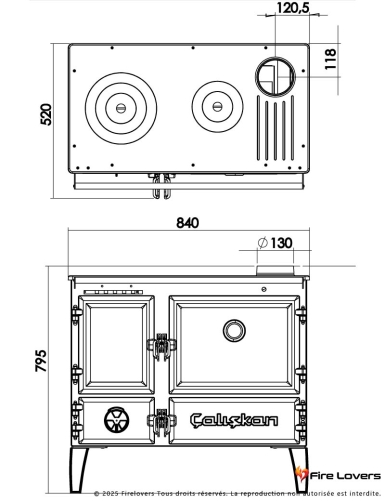 Caliskan 214 3D Gourmet 6.4kW Cuisinière à bois