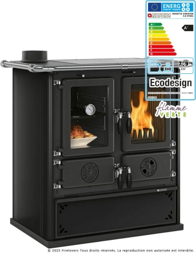 Rosetta Sinistra 5.0 Steel 7,9 kW Cuisinière à bois