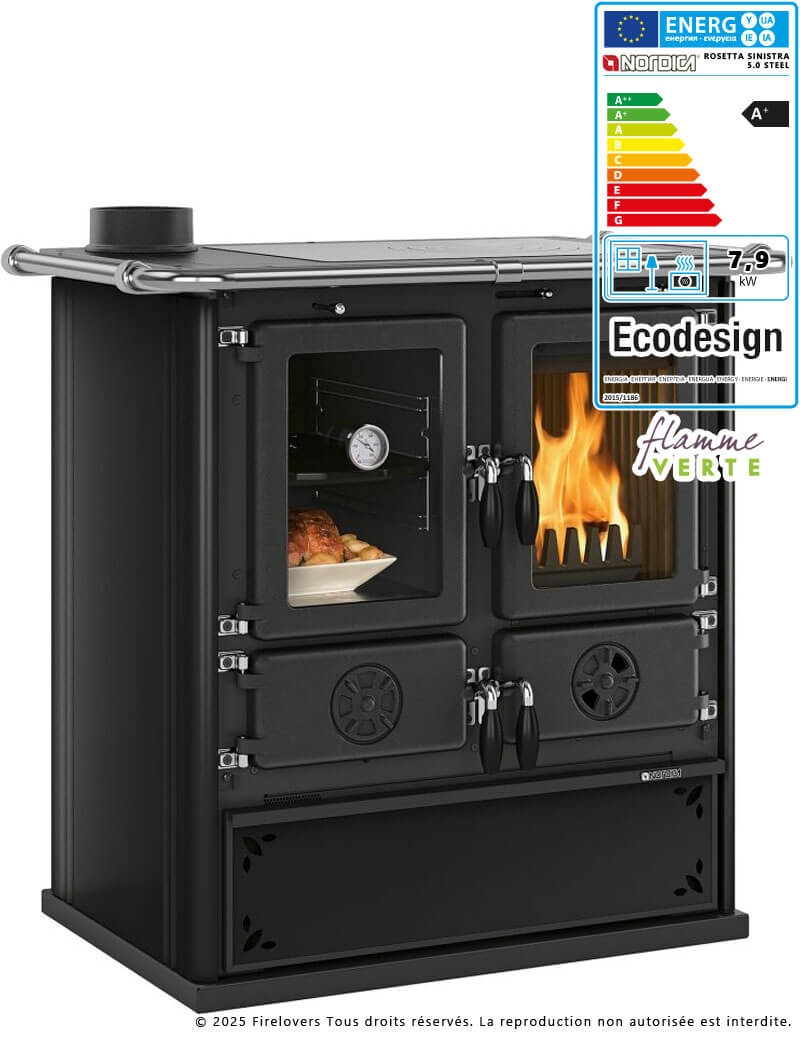 Rosetta Sinistra 5.0 Steel 7,9 kW Cuisinière à bois
