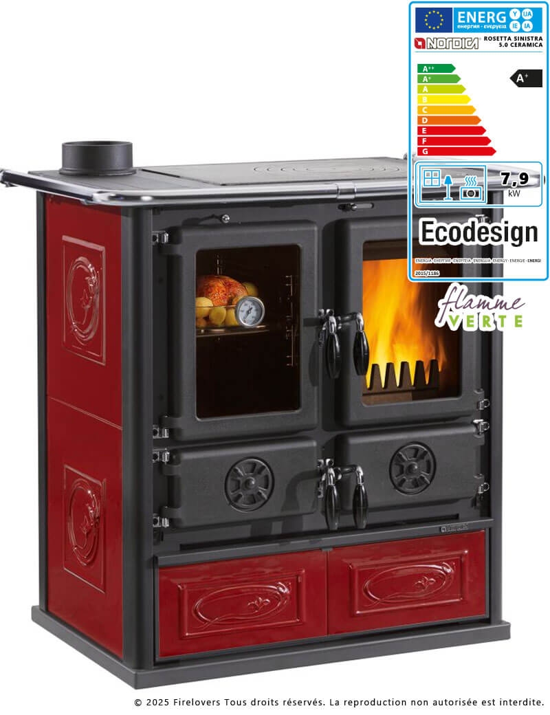 Rosetta Sinistra 5.0 Ceramica 7,9 kW Cuisinière à bois