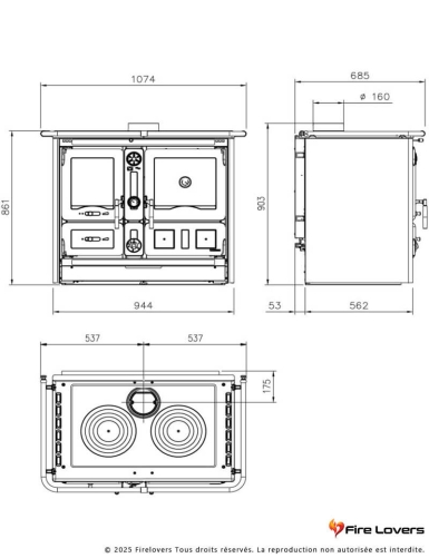TermoRosa XXL 4.0 16,8 kW Cuisinière à bois hydraulique