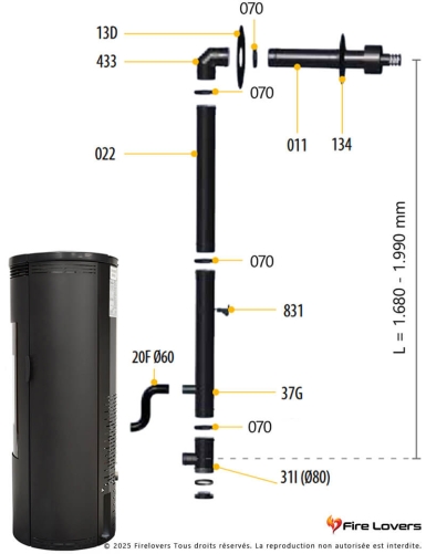 Pack Luisella 5.0 MAXI 7kW + kit ventouse mural