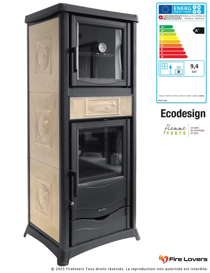 Rossella Plus Forno 5.0 Ceramica 9.4kW Poêle à bois avec four