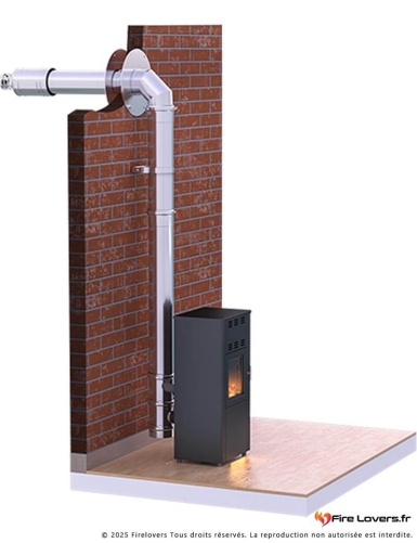 Kit ventouse TWIN BIOMASS Inox sortie arrière