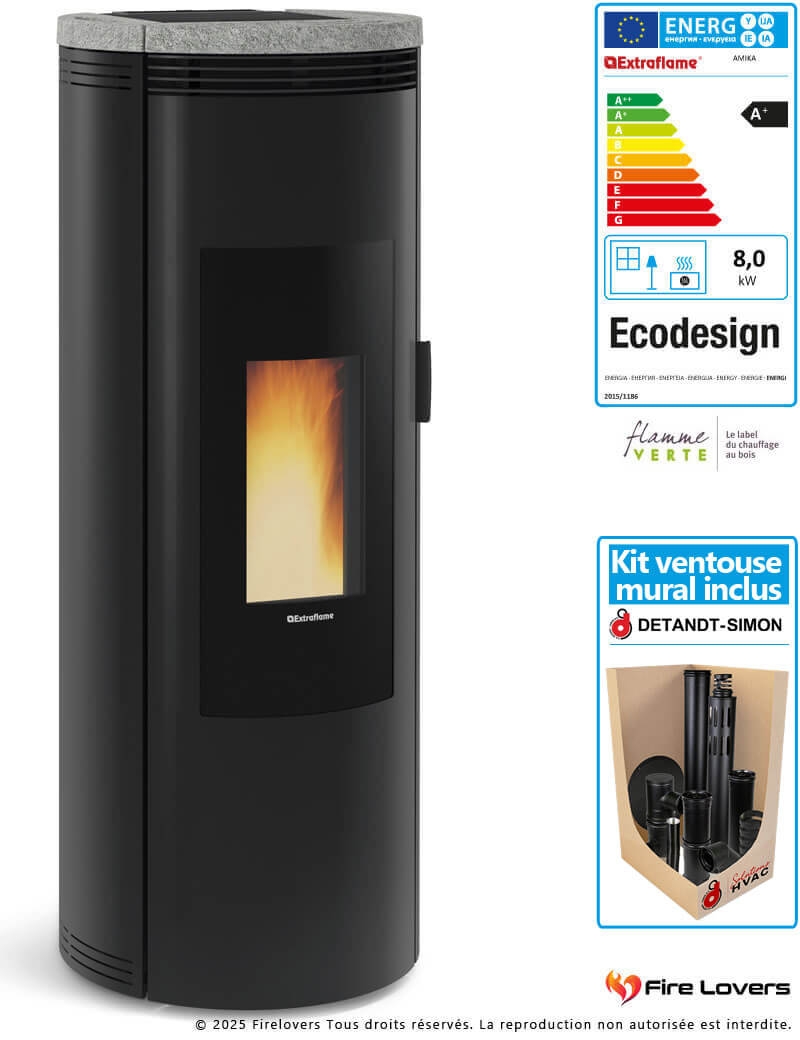 Pack Amika Evo 8kW + kit ventouse mural