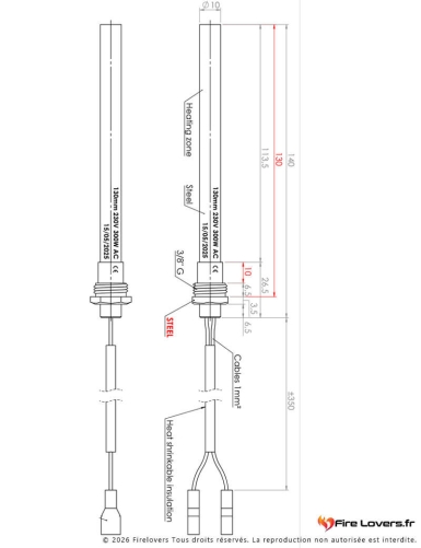 Bougie d'allumage en acier Casatelli/Delka/DFF/Termovana/Palazetti