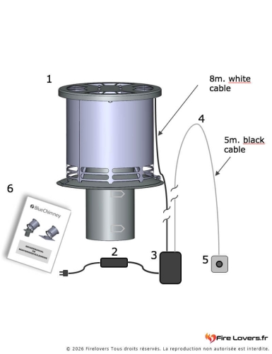 Extracteur de fumées pour poêle à bois ou pellet noir