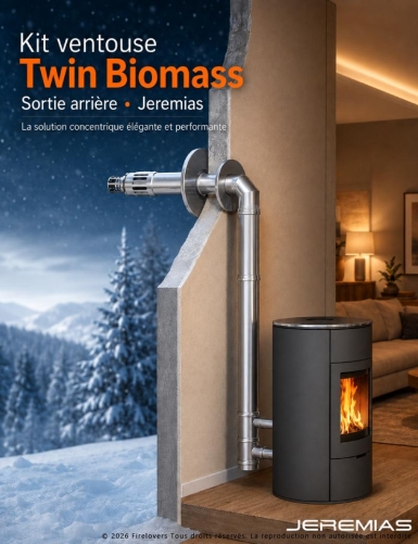 Kit ventouse TWIN BIOMASS Inox sortie arrière